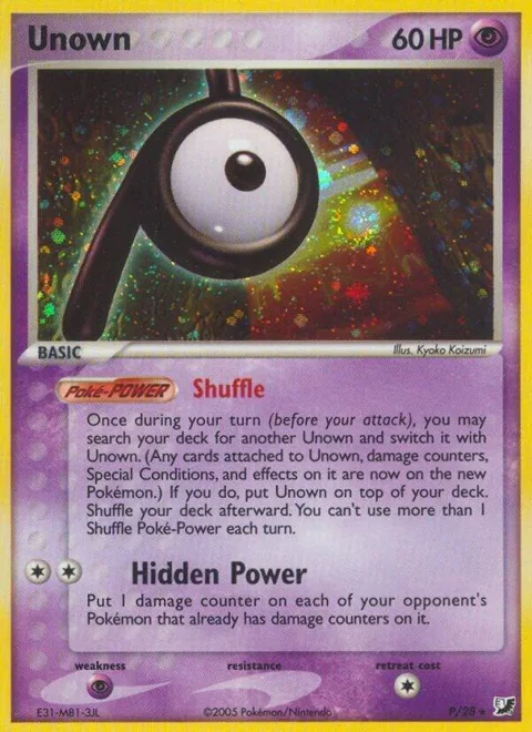 Unown P #P/28 Holofoil Pokémon card from EX Unseen Forces