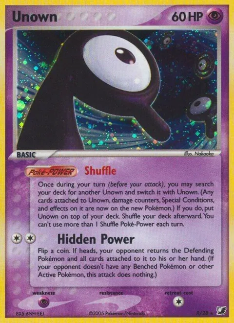 Unown R #R/28 Holofoil Pokémon card from EX Unseen Forces