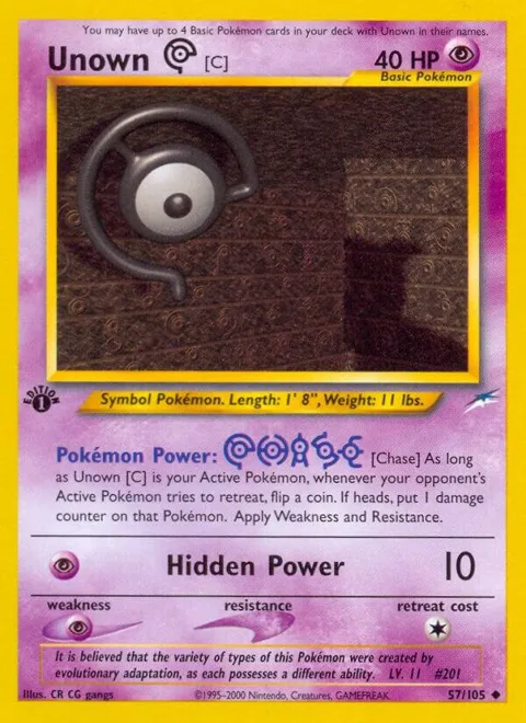 Unown [C] #057/105 Unlimited Pokémon card from Neo Destiny