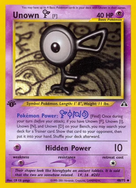 Unown [F] #48/75 Unlimited Pokémon card from Neo Discovery