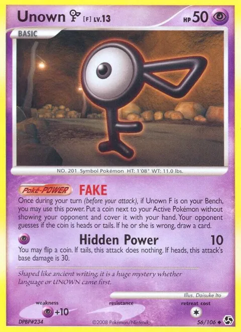 Unown [F] #56/106 Reverse Holofoil Pokémon card from Great Encounters