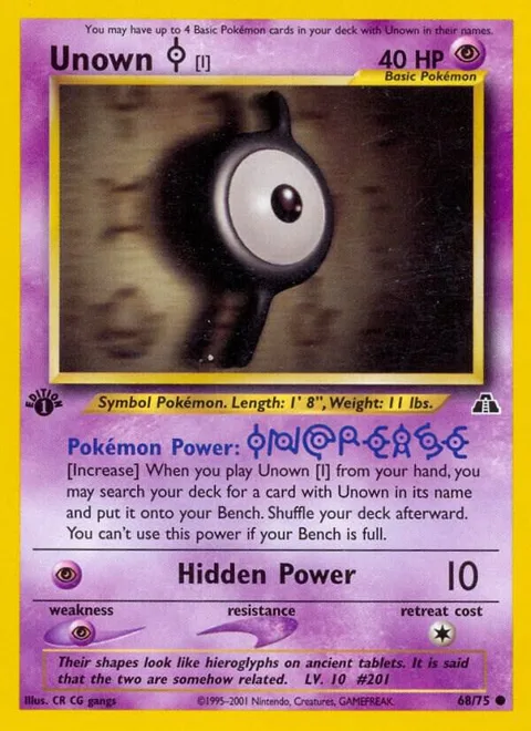Unown [I] #68/75 1st Edition Pokémon card from Neo Discovery