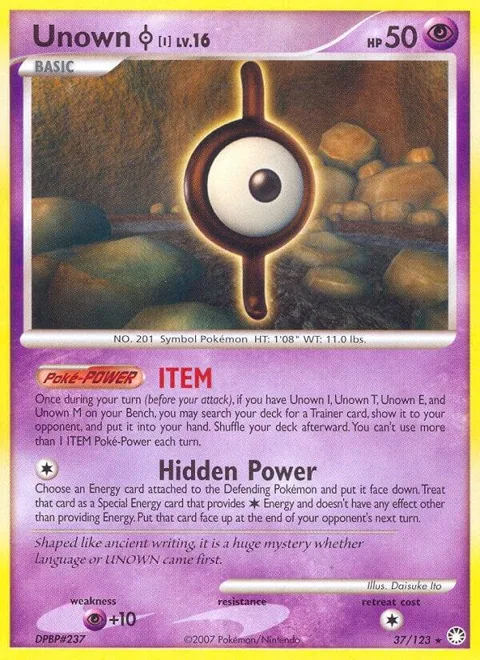 Unown [I] #37/123 Pokémon card from Mysterious Treasures