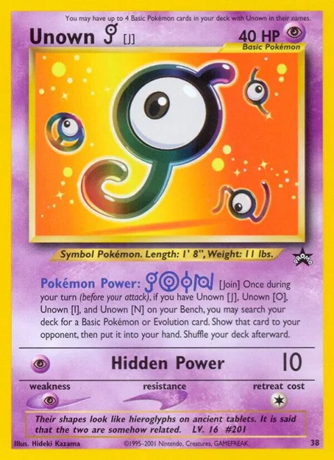 Unown [J] #38/53 Pokémon card from WoTC Promo