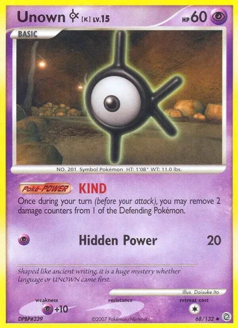 Unown [K] #68/132 Pokémon card from Secret Wonders