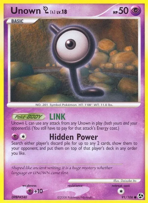 Unown [L] #91/106 Pokémon card from Great Encounters