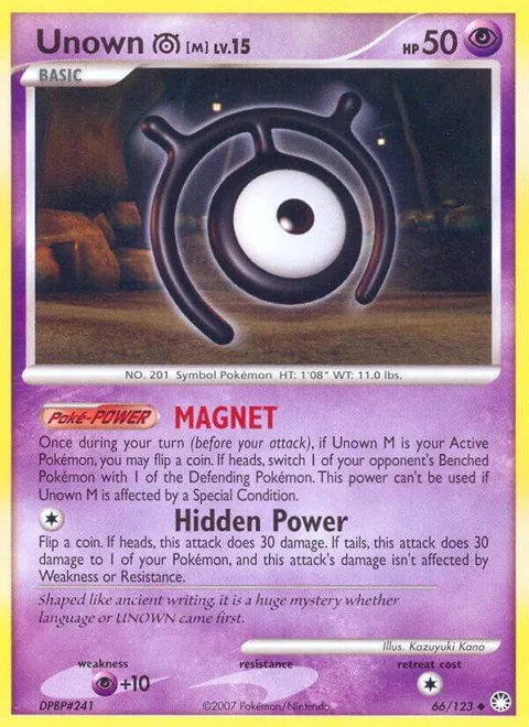 Unown [M] #66/123 Reverse Holofoil Pokémon card from Mysterious Treasures