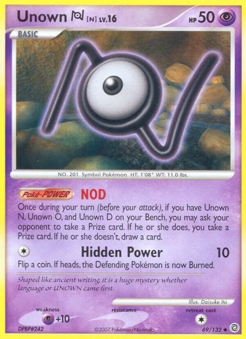 Unown [N] #69/132 Reverse Holofoil Pokémon card from Secret Wonders