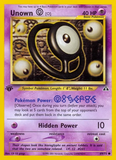Unown [O] #69/75 1st Edition Pokémon card from Neo Discovery