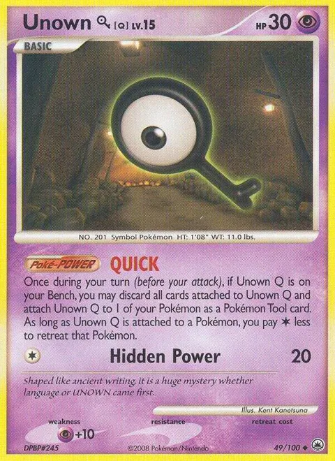Unown [Q] #49/100 Pokémon card from Majestic Dawn