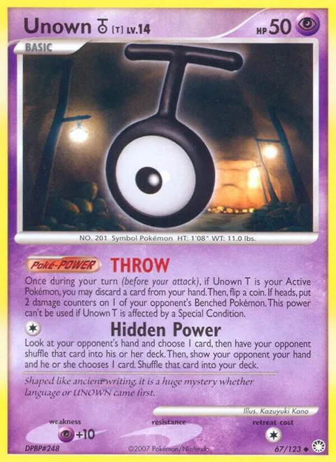 Unown [T] #67/123 Pokémon card from Mysterious Treasures