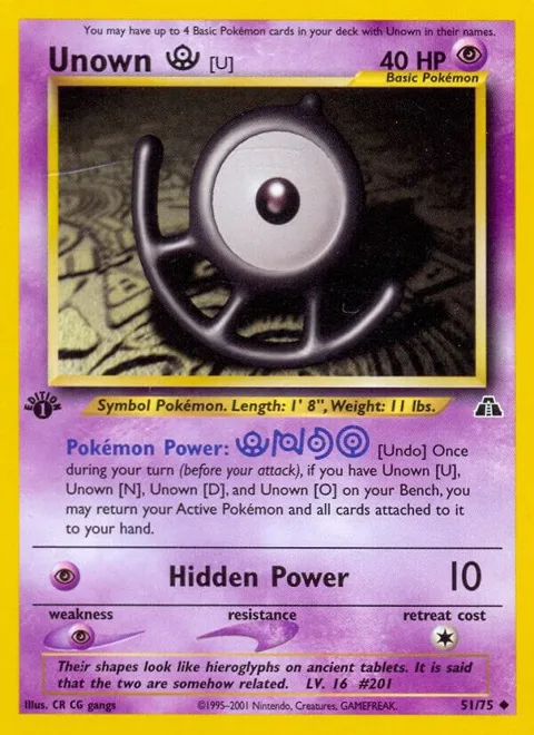 Unown [U] #51/75 Unlimited Pokémon card from Neo Discovery