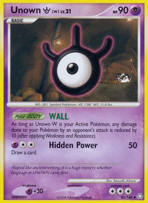 Unown W #80/146 Reverse Holofoil Pokémon card from Legends Awakened