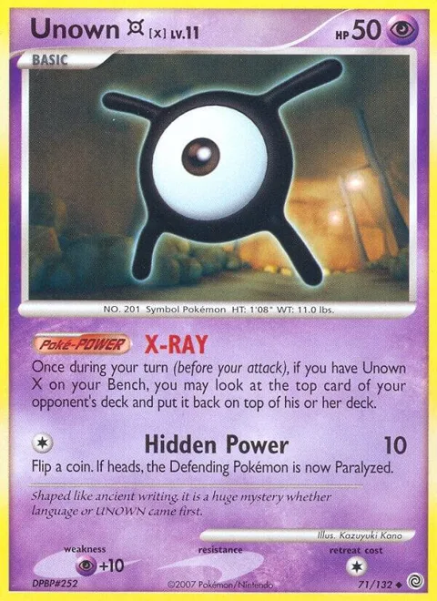 Unown [X] #71/132 Pokémon card from Secret Wonders