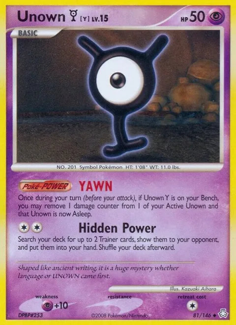 Unown Y #81/146 Reverse Holofoil Pokémon card from Legends Awakened