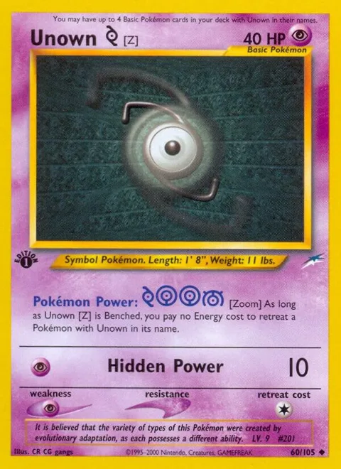 Unown [Z] #060/105 Unlimited Pokémon card from Neo Destiny