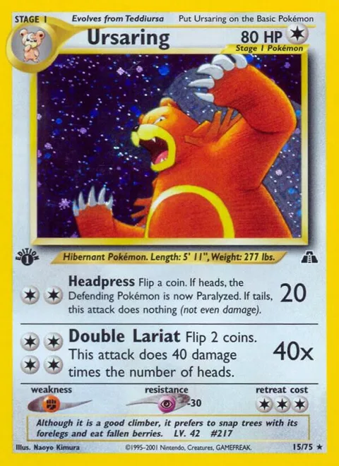 Ursaring 15 #15/75 Unlimited Holofoil Pokémon card from Neo Discovery