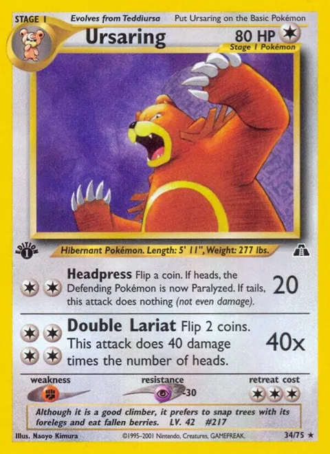 Ursaring 34 #34/75 Unlimited Pokémon card from Neo Discovery
