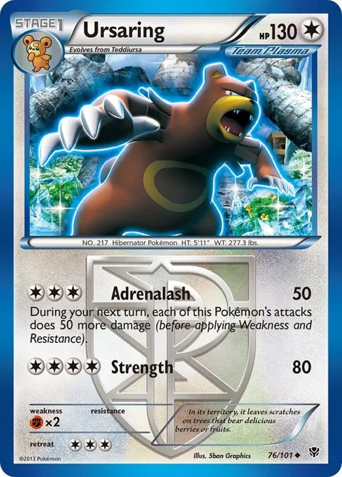 Ursaring Team Plasma #76/101 Reverse Holofoil Pokémon card from Plasma Blast
