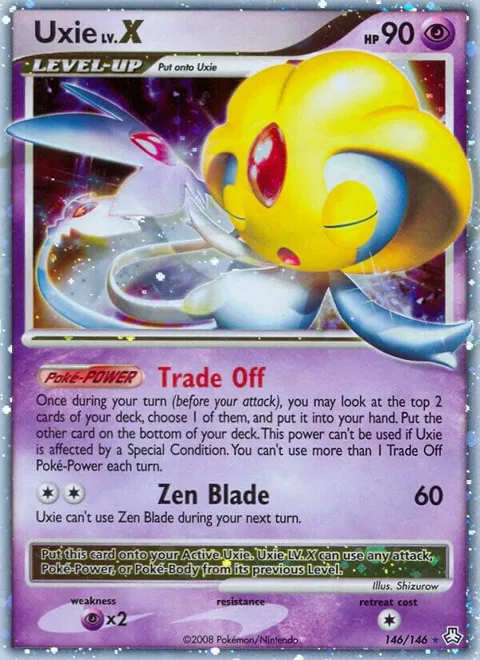 Uxie LV.X #146/146 Holofoil Pokémon card from Legends Awakened