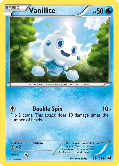 Vanillite #33/108 Pokémon card from Dark Explorers