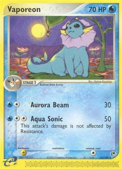 Vaporeon #25/100 Reverse Holofoil Pokémon card from EX Sandstorm