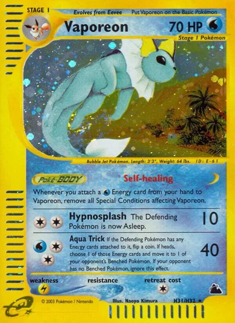 Vaporeon H31 #H31/H32 Holofoil Pokémon card from Skyridge