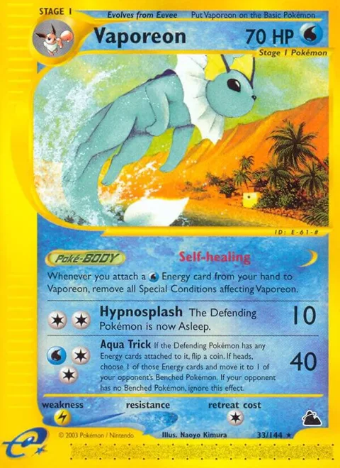 Vaporeon #033/144 Reverse Holofoil Pokémon card from Skyridge