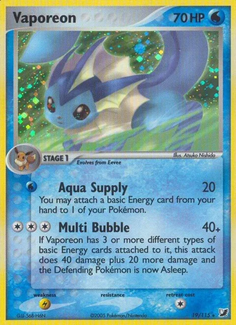 Vaporeon #19/115 Reverse Holofoil Pokémon card from EX Unseen Forces
