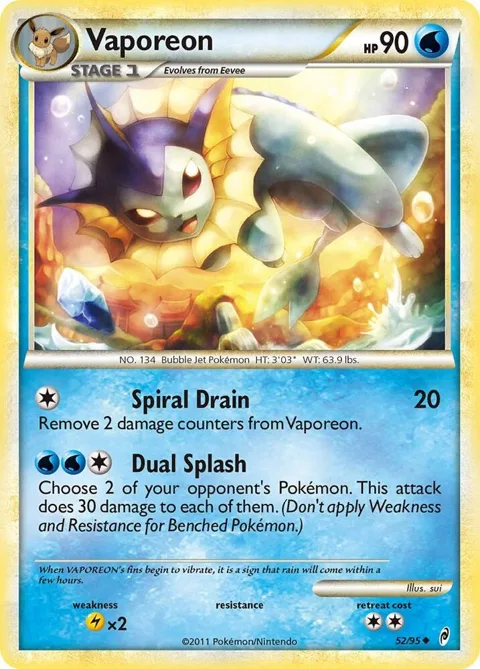Vaporeon #52/95 Pokémon card from Call of Legends