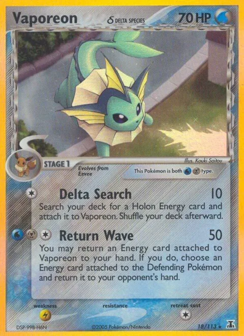 Vaporeon Delta Species #18/113 Reverse Holofoil Pokémon card from EX Delta Species