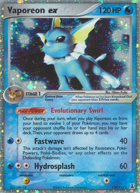 Vaporeon ex #110/113 Holofoil Pokémon card from EX Delta Species
