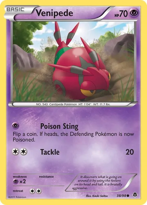 Venipede #38/98 Pokémon card from Emerging Powers
