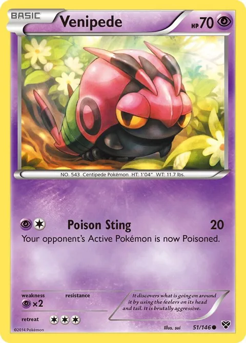 Venipede #51/146 Reverse Holofoil Pokémon card from XY Base Set