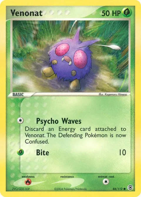 Venonat #84/112 Reverse Holofoil Pokémon card from EX FireRed & LeafGreen