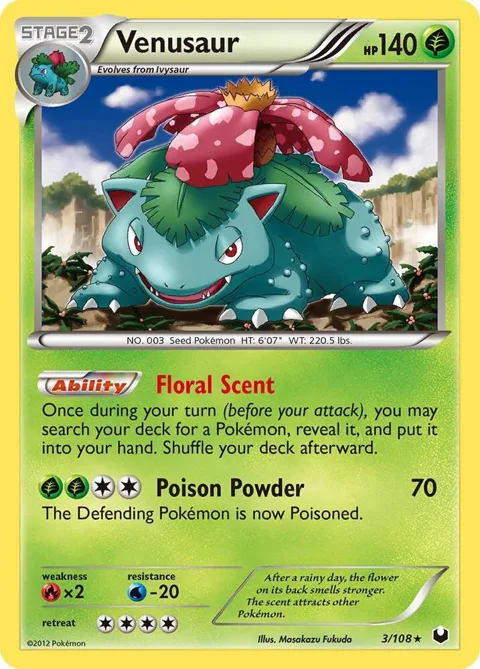Venusaur #3/108 Reverse Holofoil Pokémon card from Dark Explorers
