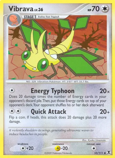 Vibrava #53/111 Reverse Holofoil Pokémon card from Rising Rivals