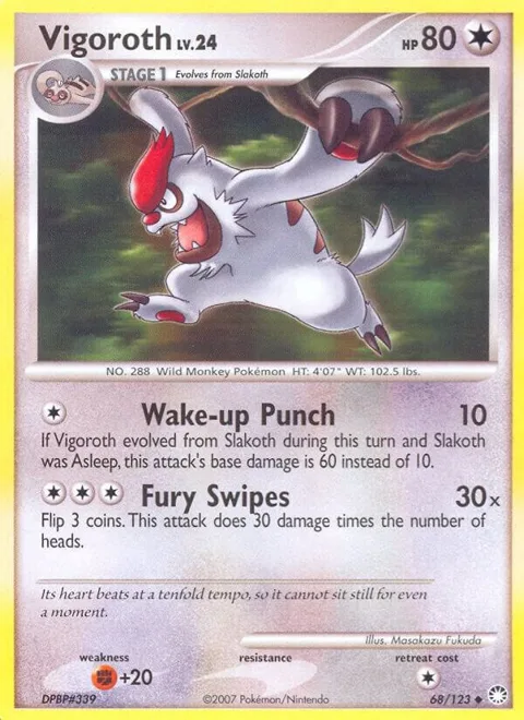 Vigoroth #68/123 Pokémon card from Mysterious Treasures