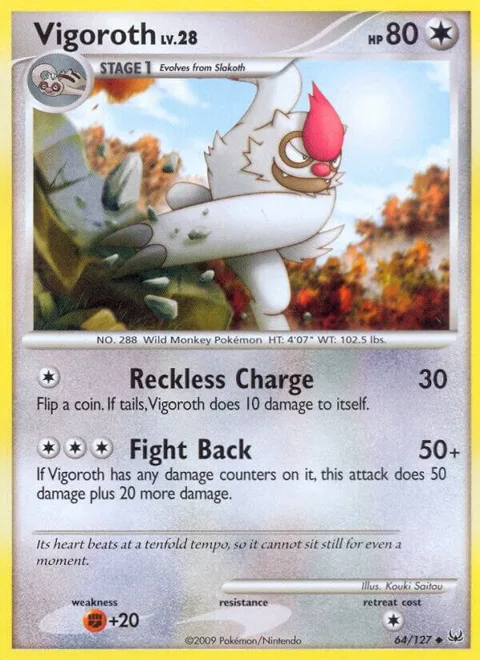 Vigoroth #64/127 Pokémon card from Platinum