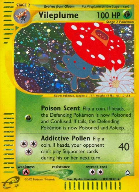 Vileplume H31 #H31/H32 Holofoil Pokémon card from Aquapolis