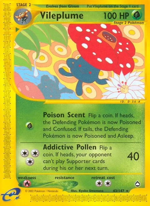 Vileplume #043/147 Pokémon card from Aquapolis