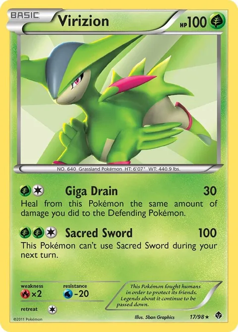 Virizion #17/98 Reverse Holofoil Pokémon card from Emerging Powers
