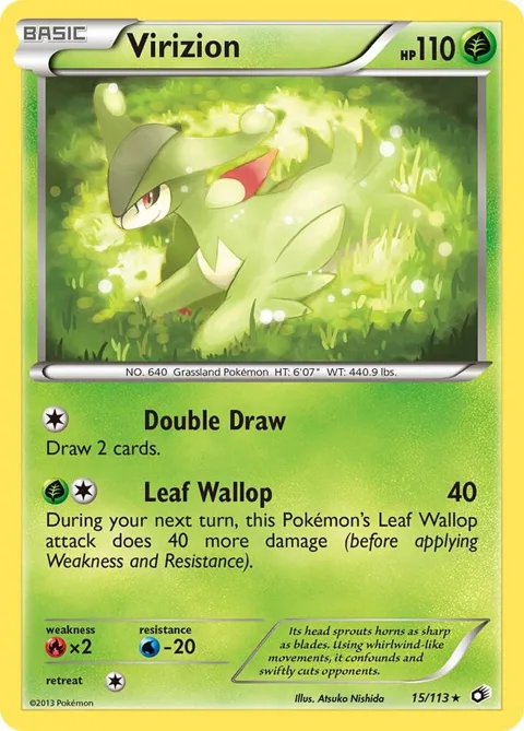 Virizion #15/113 Holofoil Pokémon card from Legendary Treasures