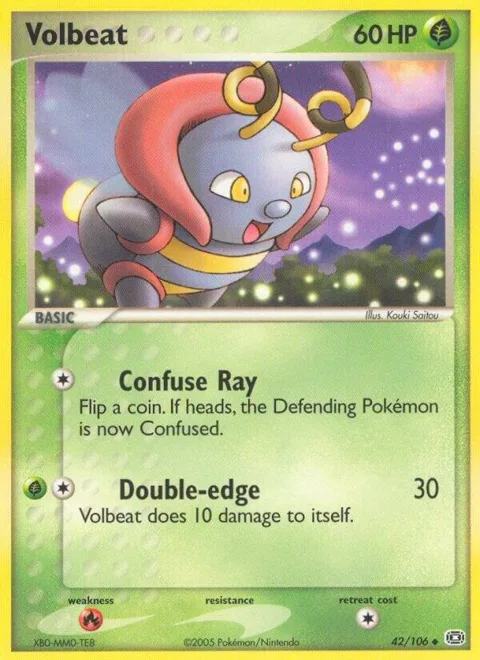 Volbeat #42/106 Reverse Holofoil Pokémon card from EX Emerald