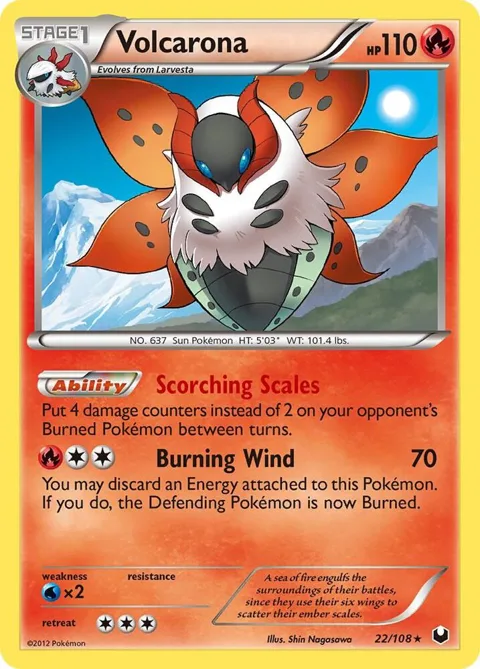 Volcarona #22/108 Holofoil Pokémon card from Dark Explorers