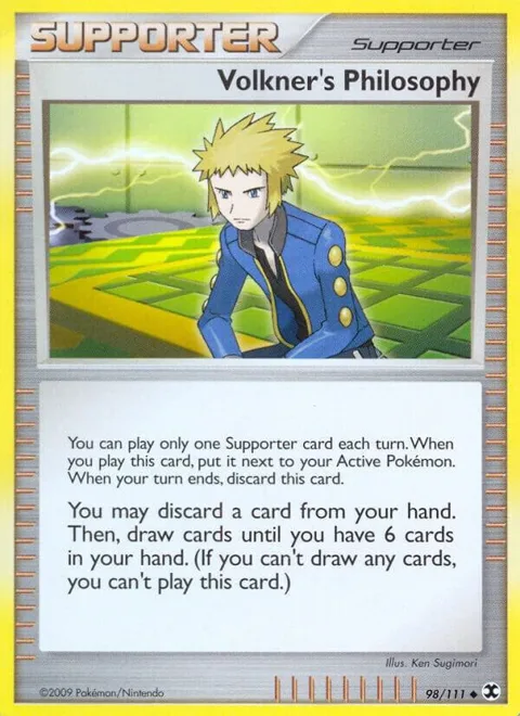 Volkner's Philosophy #98/111 Reverse Holofoil Pokémon card from Rising Rivals