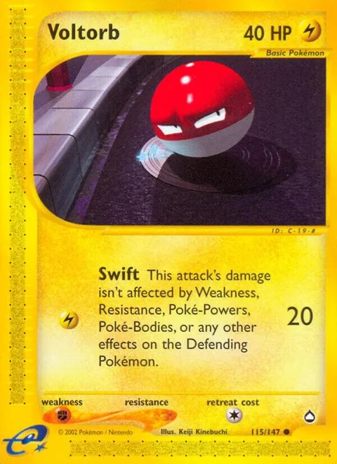 Voltorb 115 #115/147 Reverse Holofoil Pokémon card from Aquapolis