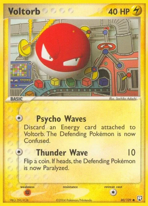 Voltorb #80/109 Pokémon card from EX Team Rocket Returns
