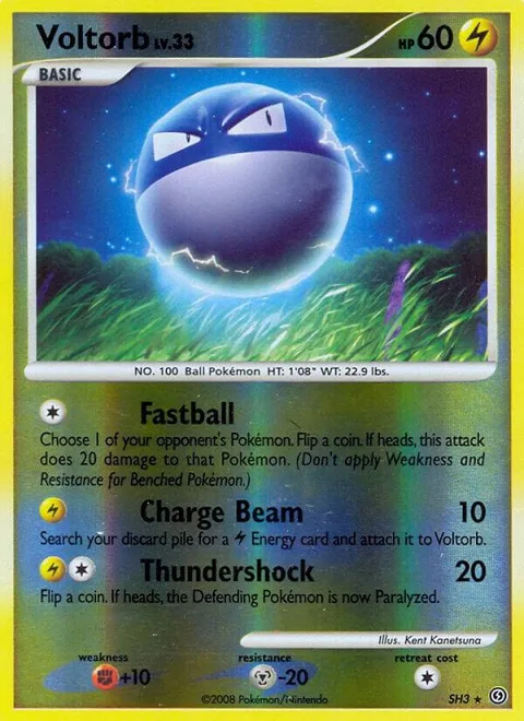 Voltorb Shiny #SH3 Reverse Holofoil Pokémon card from Stormfront