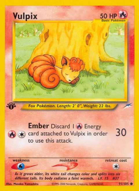 Vulpix #091/105 1st Edition Pokémon card from Neo Destiny